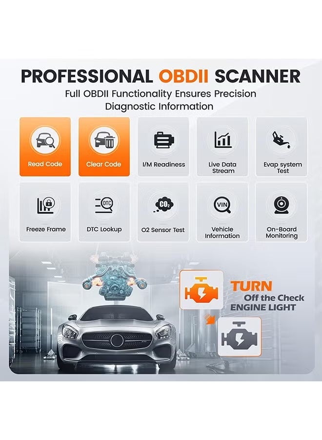 ANCEL AD410 Pro 2 in 1 OBD2 Scanner Battery Tester, OBD2 Scanner Diagnostic Tool for Car Check Engine Code Reader Scan Tool & 6V 12V 100-2000 CCA Battery Charging Cranking Test EVAP Live Data - Image 4